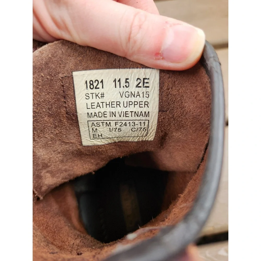 Carolina 1821 Logger Boots Dark Brown Leather Steel Toe Work Mens 11.5 2E Wide‎